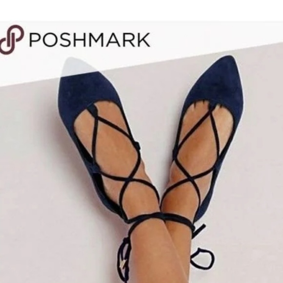 Gap Light blue suede lace up pointy flats - Picture 2 of 4